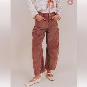 Free People We The Free Good Luck Mid Rise Cord Barrel Jeans